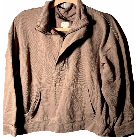 a new day Tops - 🎭 3/$20 Minimalist brown quarter zip pullover women’s neutral casual basic